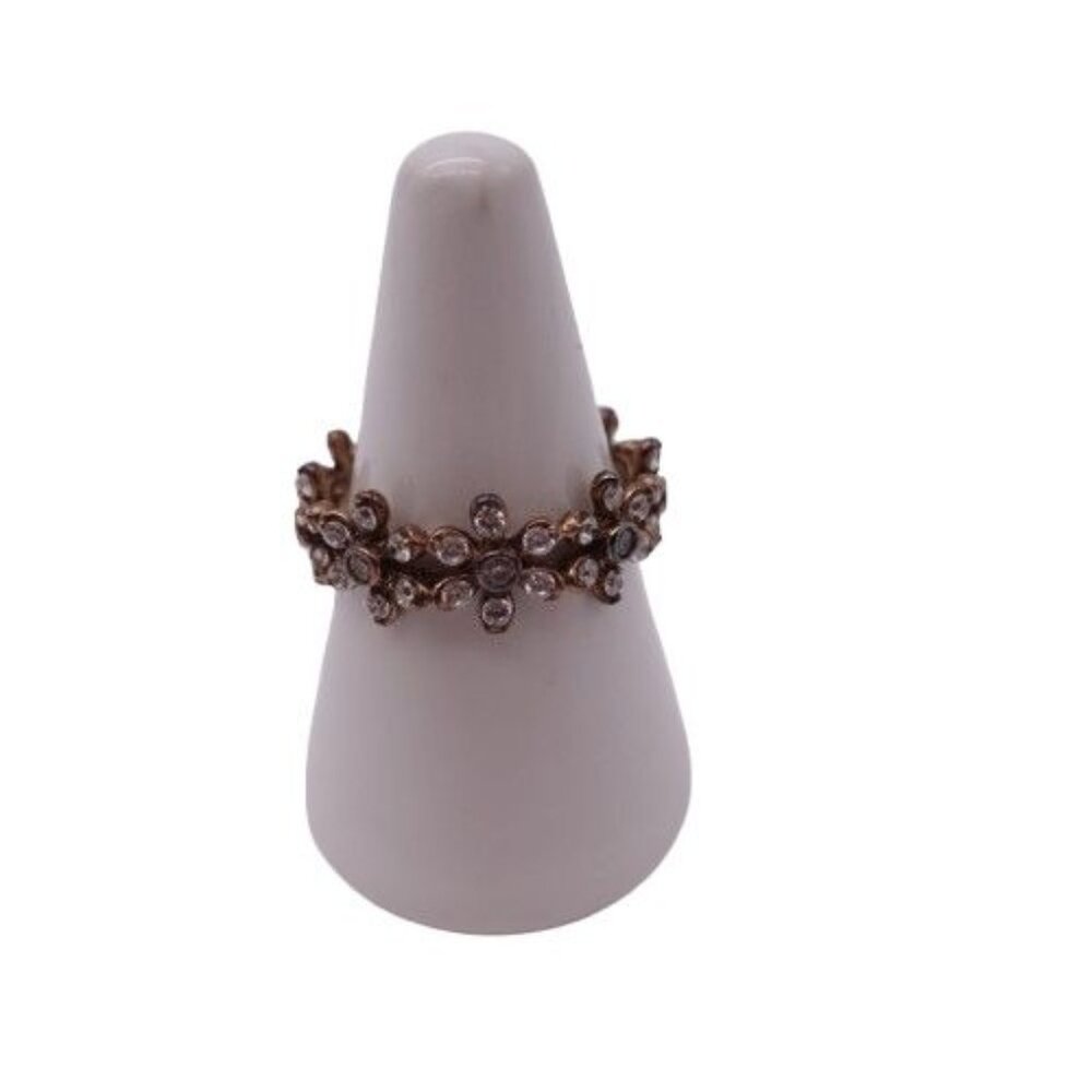 FE Women's Sterling Silver 925 Cubic Zircona Floral Band Ring VTG